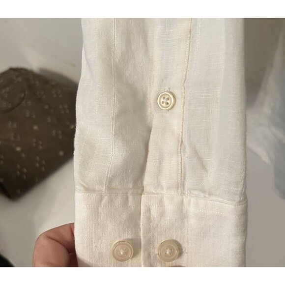 Tommy bahama White Linen Blend Button Down Shirt Long Sleeve EUC mens XL - Picture 5 of 11